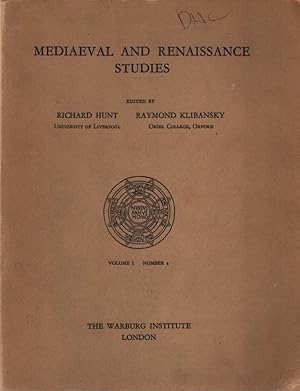 Image du vendeur pour Mediaeval and Renaissance Studies - Volume 1 - Number 1 mis en vente par Fundus-Online GbR Borkert Schwarz Zerfa