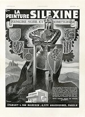 "PEINTURE SILEXINE" Annonce originale entoilée illustrée par R. BLEUER (parue dans L'ILLUSTRATION...