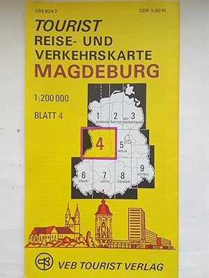 Imagen del vendedor de Reise- und Verkehrskarte Magdeburg 1 : 200.000 - Blatt 4 a la venta por Versandantiquariat Jena