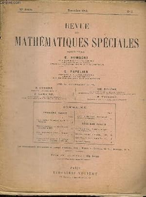 Imagen del vendedor de Revue de Mathmatiques Spciales, 23e anne, n2 (novembre 1912) a la venta por Le-Livre