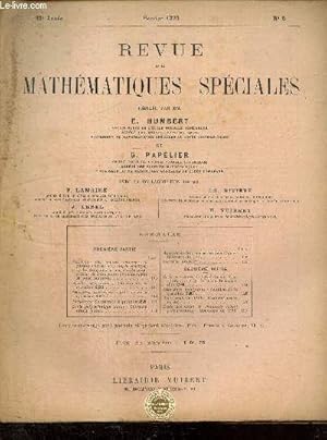 Imagen del vendedor de Revue de Mathmatiques Spciales, 30e anne, n5 (fvrier 1920) a la venta por Le-Livre