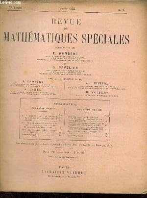 Bild des Verkufers fr Revue de Mathmatiques Spciales, 32e anne, n4 (janvier 1922) zum Verkauf von Le-Livre