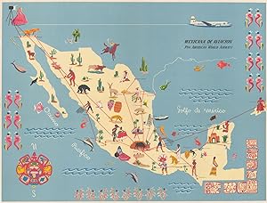 Mapa de Rutas - Route map - Mexicana de Aviacion - Agente de Pan American World Airways