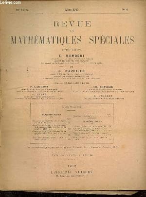 Imagen del vendedor de Revue de Mathmatiques Spciales, 30e anne, n6 (mars 1920) a la venta por Le-Livre