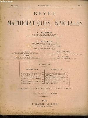 Bild des Verkufers fr Revue de Mathmatiques Spciales, 31e anne, n3 (dcembre 1920) zum Verkauf von Le-Livre