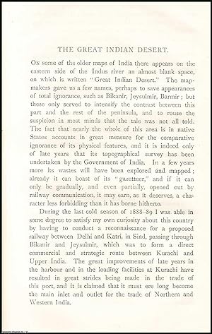 Bild des Verkufers fr The Great Indian Desert. An uncommon original article from The Asiatic Quarterly Review, 1889. zum Verkauf von Cosmo Books