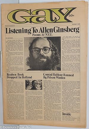 Imagen del vendedor de Gay: vol. 3, #65, December 6, 1971: Listening to Allen Ginsberg a la venta por Bolerium Books Inc.