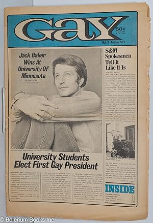 Immagine del venditore per Gay: vol. 2, #50, May 10, 1971: Jack Baker Wins at University of Minnesota venduto da Bolerium Books Inc.