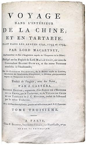 Seller image for Voyage dans l'Interieur de la Chine, et en Tartarie, Fait Dans Les Annees 1792, 1793 et 1794. for sale by Jeff Weber Rare Books