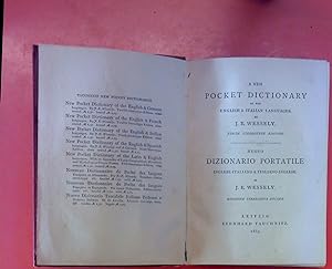 Seller image for New Pocket Dictionary of the English & Italian Languages. Tenth stereotype edition. / Nuovo dizionario portatile inglese-italiano & italiano-inglese. Edizione stereotipa decima. for sale by biblion2