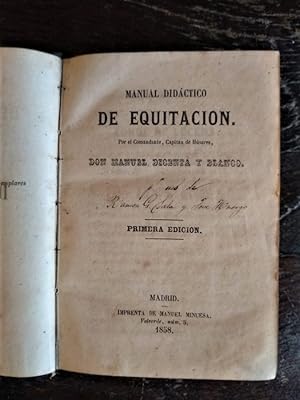 Bild des Verkufers fr Manual Didctico de Equitacin, por el Comandante, Capitn de Hsares. zum Verkauf von Carmichael Alonso Libros