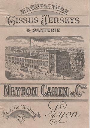 "TISSUS JERSEYS & GANTERIE NEYRON CAHEN & C" Etiquette-chromo originale (entre 1890 et 1900)