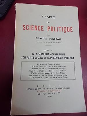 Seller image for Trait de science politique - Dmocratie gouvernante son assise sociale & sa philosophie politique. for sale by Le livre de sable
