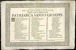 PAROLE DA CANTARSI IN MUSICA nella solenne festivita del Glorioso Patriarca Santo Gioseppe.