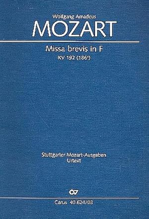 Bild des Verkufers fr Missa brevis F-Dur KV 192 (186f) (Kleine Credomesse), Klavierauszug : 1774. Soli SATB, Chor SATB. Lateinisch zum Verkauf von Smartbuy