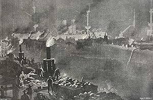 Seller image for Building the New Dry Docks in Portsmouth Dockyard: the Scene at Night. An original print from the Illustrated London News, 1895. for sale by Cosmo Books