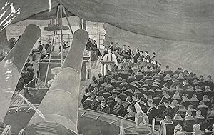 Seller image for With the Mediterranean Fleet off Salonica: Sunday Service. An original print from the Illustrated London News, 1895. for sale by Cosmo Books