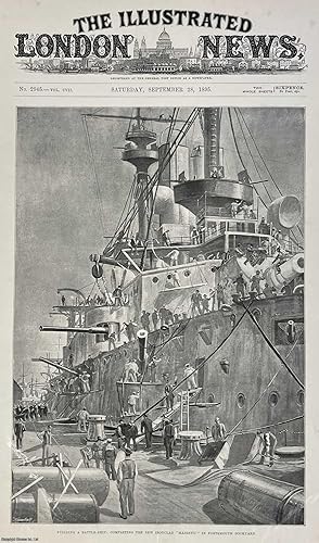 Bild des Verkufers fr Building a Battle-Ship: Completing the New Iron-Clad 'Majestic' in Portsmouth Dockyard. An original print from the Illustrated London News, 1895. zum Verkauf von Cosmo Books