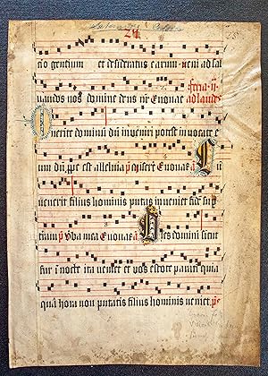 Bild des Verkufers fr Decorated antiphonary choirbook leaf. zum Verkauf von Rodger Friedman Rare Book Studio, ABAA