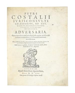 Image du vendeur pour Jurisconsulti celeberrimi, ad XXV. libros priores Pandectarum Justiniani Imperatoris, adversaria. Opus omnibus tam Iuris studiosis [.]. Nunc postremo, mendis, quae irrepserant [.] excusa. Cum indice [.]. mis en vente par Versandantiquariat Wolfgang Friebes