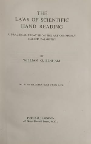 Bild des Verkufers fr The Laws of scientific hand reading. A practical treatise on the art commonly called Palmistry. zum Verkauf von FIRENZELIBRI SRL