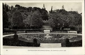 Ansichtskarte / Postkarte Exposicion Internacional de Barcelona 1929, Surtidor y subida a la Rosa...
