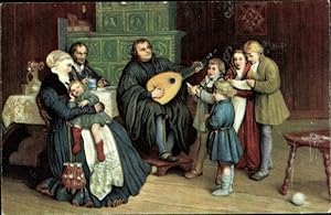 Künstler Ansichtskarte / Postkarte Spangenberg, Gustav, Luther im Kreise seiner Familie