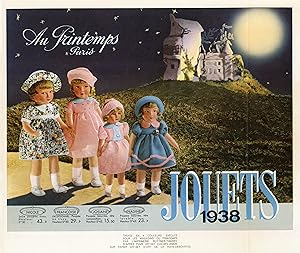 "JOUETS AU PRINTEMPS 1938" Tirage original entoilé pour annonceur / Tirage offset par l'imprimeri...