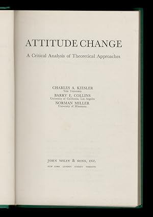 Seller image for Attitude change. A Critical Analysis of Theoretical Approaches. for sale by Libreria Oreste Gozzini snc
