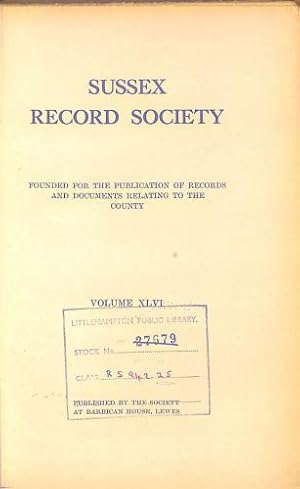 Bild des Verkufers fr Sussex Record Society vol XLVI zum Verkauf von WeBuyBooks