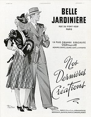 "BELLE JARDINIÈRE" Annonce originale entoilée illustrée par Hjic et parue dans L'ILLUSTRATION le ...