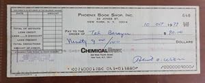 Cancelled Check Signed by Berrigan (from the Phoenix Book Shop)