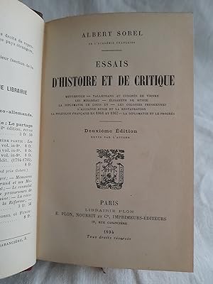 Image du vendeur pour ESSAIS D'HISTOIRE ET DE CRITIQUE mis en vente par Librairie RAIMOND