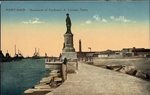 Bild des Verkufers fr Ansichtskarte / Postkarte Port Said gypten, Ferdinand de Lesseps Statue zum Verkauf von akpool GmbH