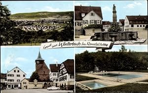 Seller image for Ansichtskarte / Postkarte Winterbach im Remstal Wrttemberg, Totale, Brunnen, Schwimmbad, Marktplatz for sale by akpool GmbH