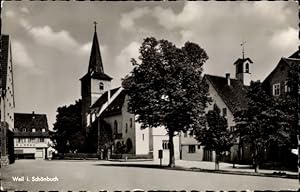 Bild des Verkufers fr Ansichtskarte / Postkarte Weil im Schnbuch Baden Wrttemberg, Straenpartie mit Kirche zum Verkauf von akpool GmbH