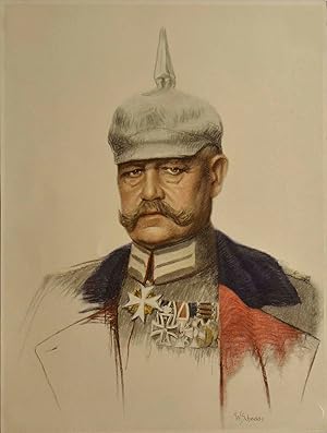 Bild des Verkufers fr (Posen 02. 10. 1847 - 02. 08. 1934 auf Gut Neudeck, Ostpreuen). Deutsch. Politiker. Ganzportrt im Militrmantel, im Schnee stehend. zum Verkauf von Antiquariat Clemens Paulusch GmbH