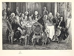 (Berlin 24. 01. 1712 - 17. 08. 1786 in Potsdam). Tafelrunde Friedrich des Grossen in Sanssouci, (...