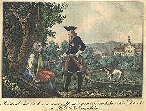 Seller image for Friedrich II., der Groe (Berlin 24. 01. 1712 - 17. 08. 1786 in Potsdam). Knig von Preussen. "Friedrich lt sich von einem 91 jhrige die Schlacht von Fehrbellin erklren". for sale by Antiquariat Clemens Paulusch GmbH