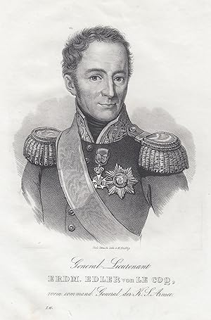 Erdmann Edler von Coq (1767-1820). Sächs. General der Infanterie. Ab 1818 Kriegsminister. Brustbi...