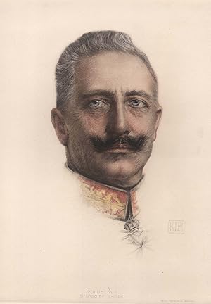 Seller image for (Berlin 27. 01. 1859 - 04. 06. 1941 Doorn, Niederlande). Deutscher Kaiser und Knig. Kopf en face mit angedeutetem Orden, "Wilhelm II. Deutscher Kaiser",. for sale by Antiquariat Clemens Paulusch GmbH