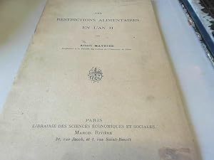 Bild des Verkufers fr Les restrictions alimentaires en l'an II zum Verkauf von JLG_livres anciens et modernes