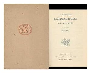 Seller image for Dem Erneuerer deutscher Schrift- und Buchkultur, Karl Klingspor, for sale by JLG_livres anciens et modernes