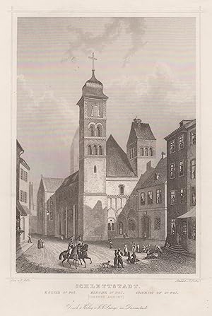 Bild des Verkufers fr Teilansicht, Kirche, "Kirche St. Foi. (Vordere Ansicht)". zum Verkauf von Antiquariat Clemens Paulusch GmbH