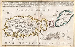 Kupferstich- Karte, v. und b. Gab. Bodenehr, "Malta eine Insul fast mitten auf dem Mittelländisch...