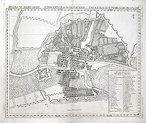 Bild des Verkufers fr Stadtplan, "Regnum Borussiae Episcopatus Warmiensis Palatinatus Mariaburgensis" ( Kopftitel) und "Plan der Stadt Koenigsberg". zum Verkauf von Antiquariat Clemens Paulusch GmbH