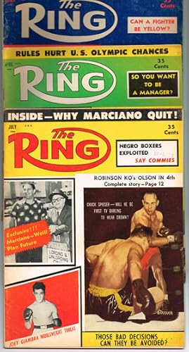 Image du vendeur pour The Ring. World's Foremost Boxing Magazine: (three issues) March, April, July 1956 mis en vente par Harropian Books,  IOBA