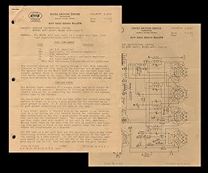 United Motors Service Inc. Auto Radio Service Bulletin for Model 4037 (1933 Chevrolet Radio)
