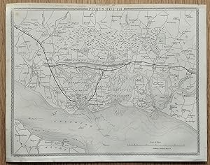 Antique Map Environs of PORTSMOUTH, HAMPSHIRE, Thomas Moule, Original c1840