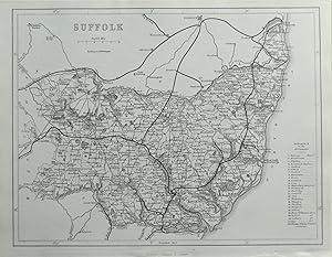 Antique Map SUFFOLK, Thomas Moule, Original c1840